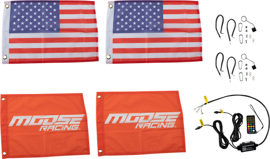 MOOSE OFFROAD 24-inch PQRCHSBTR122-PU Whip Lights with Bluetooth Control and Flag Kit