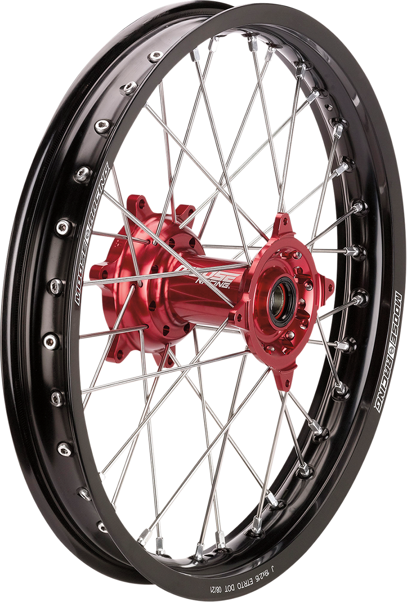 Moose Offroad SX-1 Complete Rear Wheel Assembly with Black Rim and Red Hub - 18x2.15 - Part Number BR-215-18BKRD