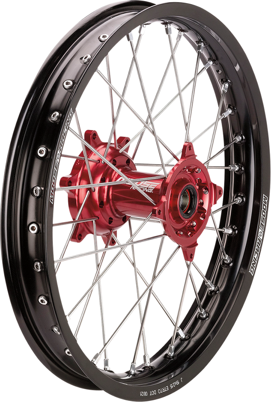Moose Offroad SX-1 Complete Rear Wheel Assembly with Black Rim and Red Hub - 18x2.15 - Part Number BR-215-18BKRD