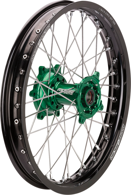 Moose Offroad SX-1 Rear Wheel Assembly for Kawasaki KX - 18x2.15 Black Wheel with Green Hub, Part KR-21518BKGN