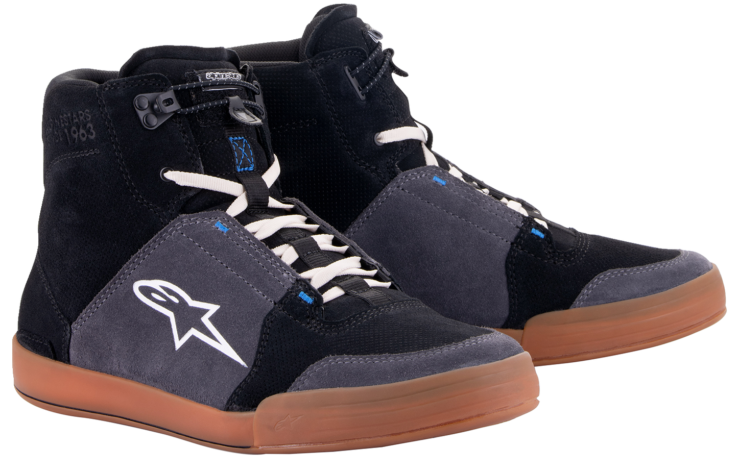 Alpinestars Chrome Shoes US 9.5 / EU 42.5 – Black, Asphalt, and Gum Blue | Part Number 251232211729.5