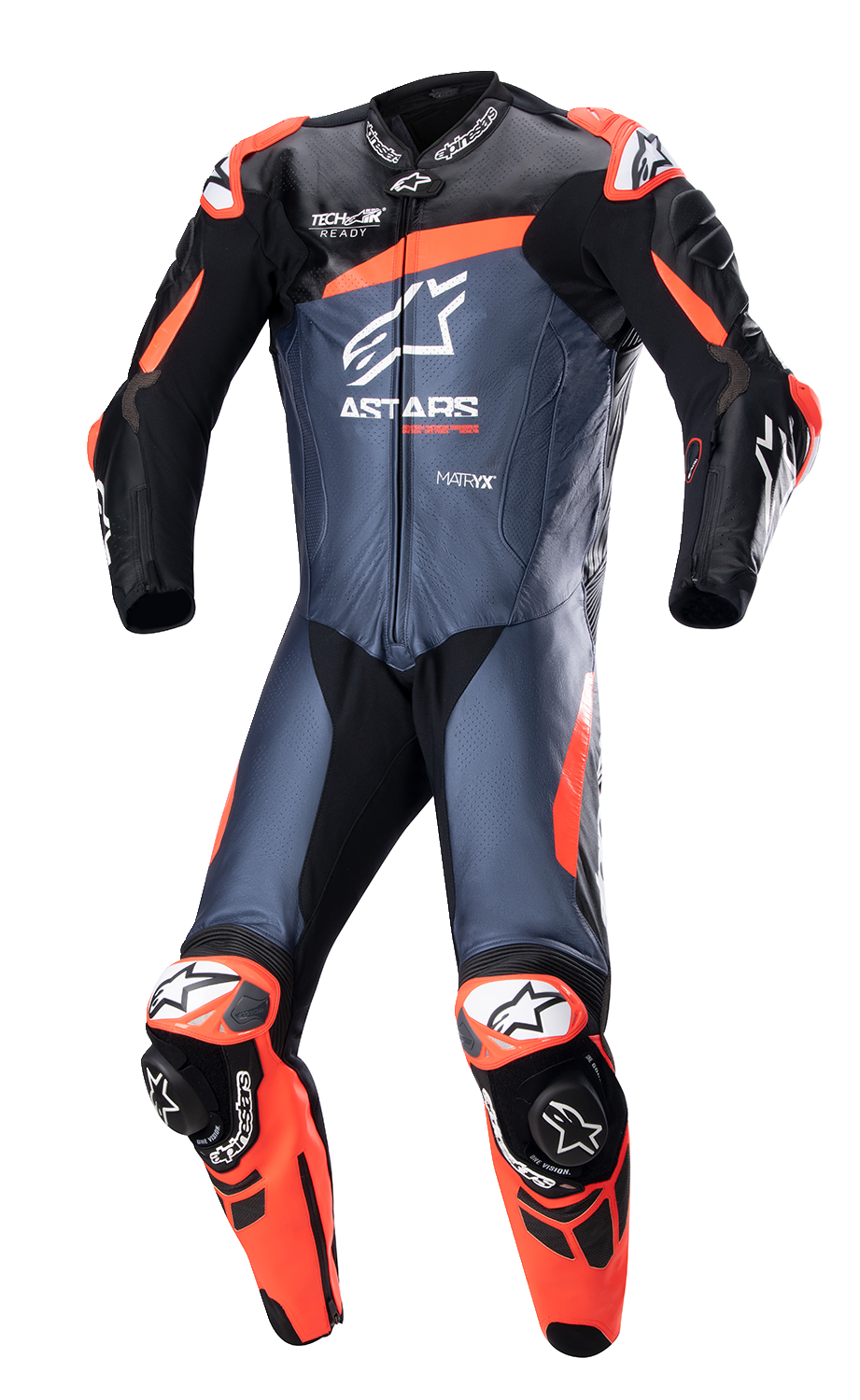 Alpinestars GP Plus v4 Leather Suit - Black/Red Fluo/Dark Blue, US 46 / EU 56, Part 3150523135756