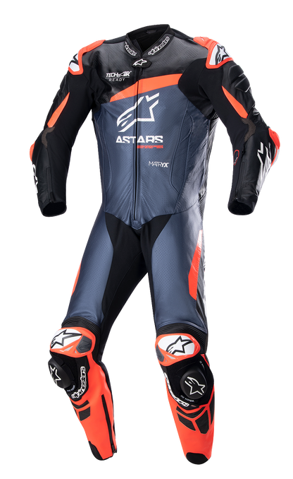 Alpinestars GP Plus v4 Leather Suit - Black/Red Fluo/Dark Blue, US 46 / EU 56, Part 3150523135756