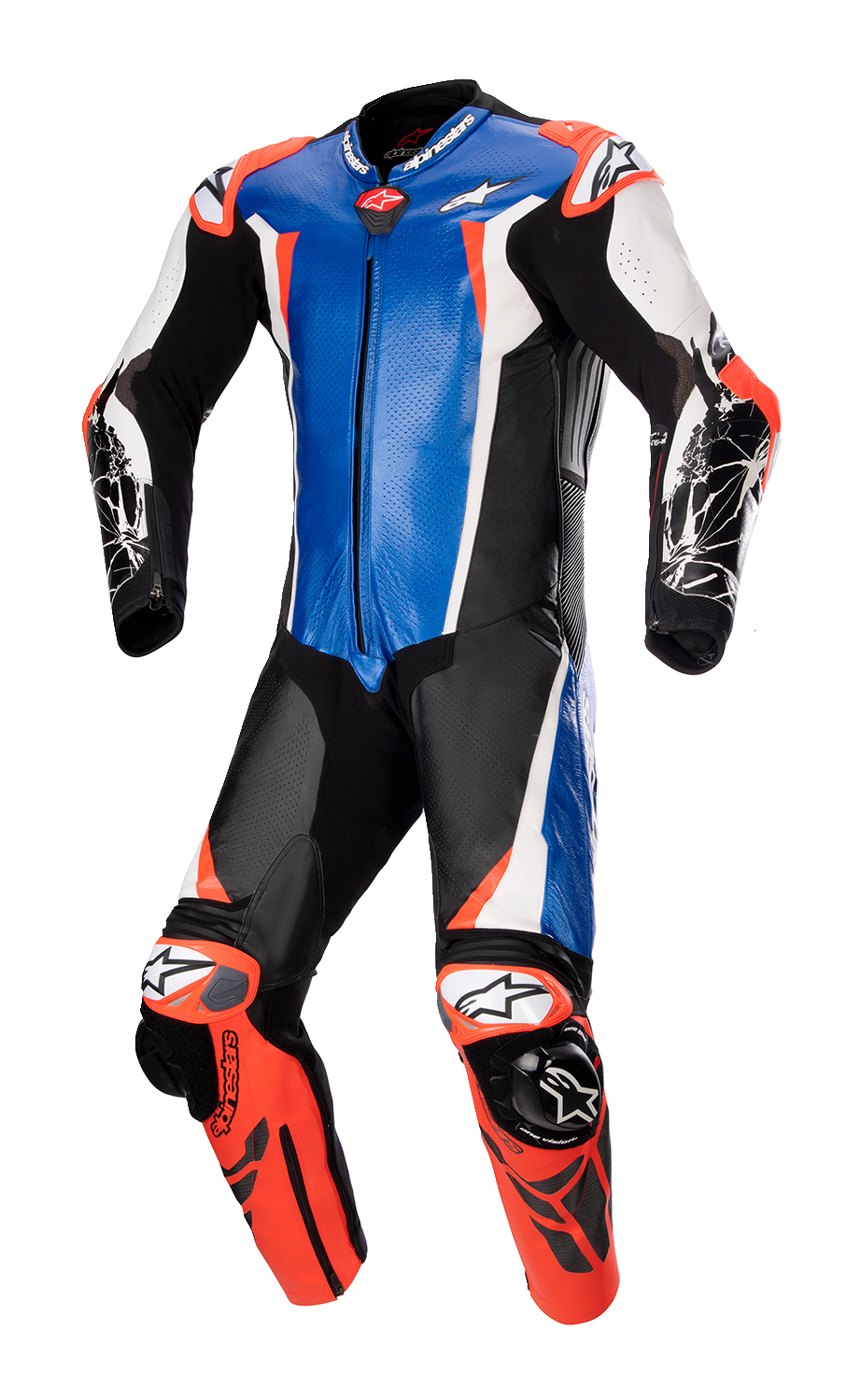 Alpinestars Racing Absolute v2 1-Piece Leather Suit - Metallic Blue/Black/White/Red Fluo, US 46 / EU 56