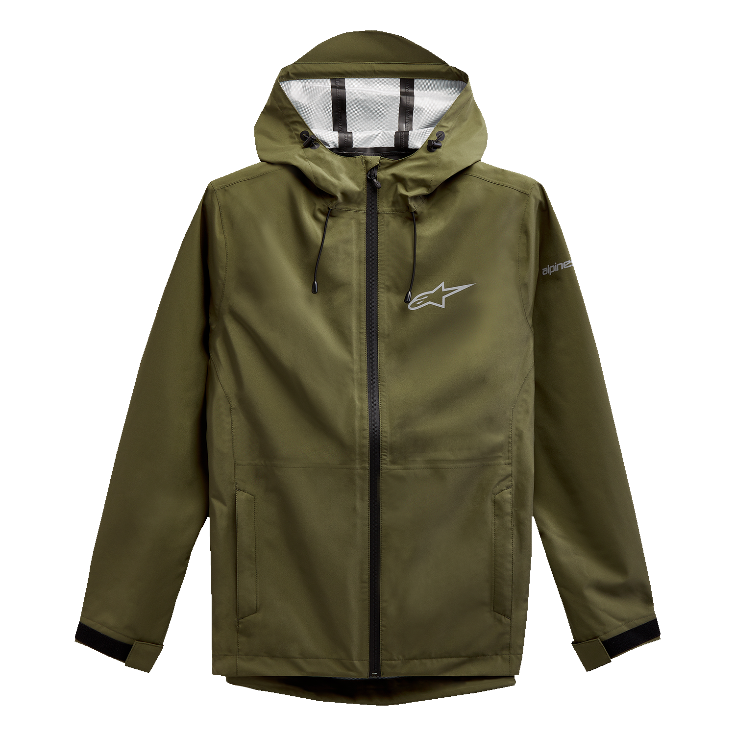 Alpinestars Omni Rain Jacket in Military Green XL - Water-Resistant with Taped Seams and Adjustable Features