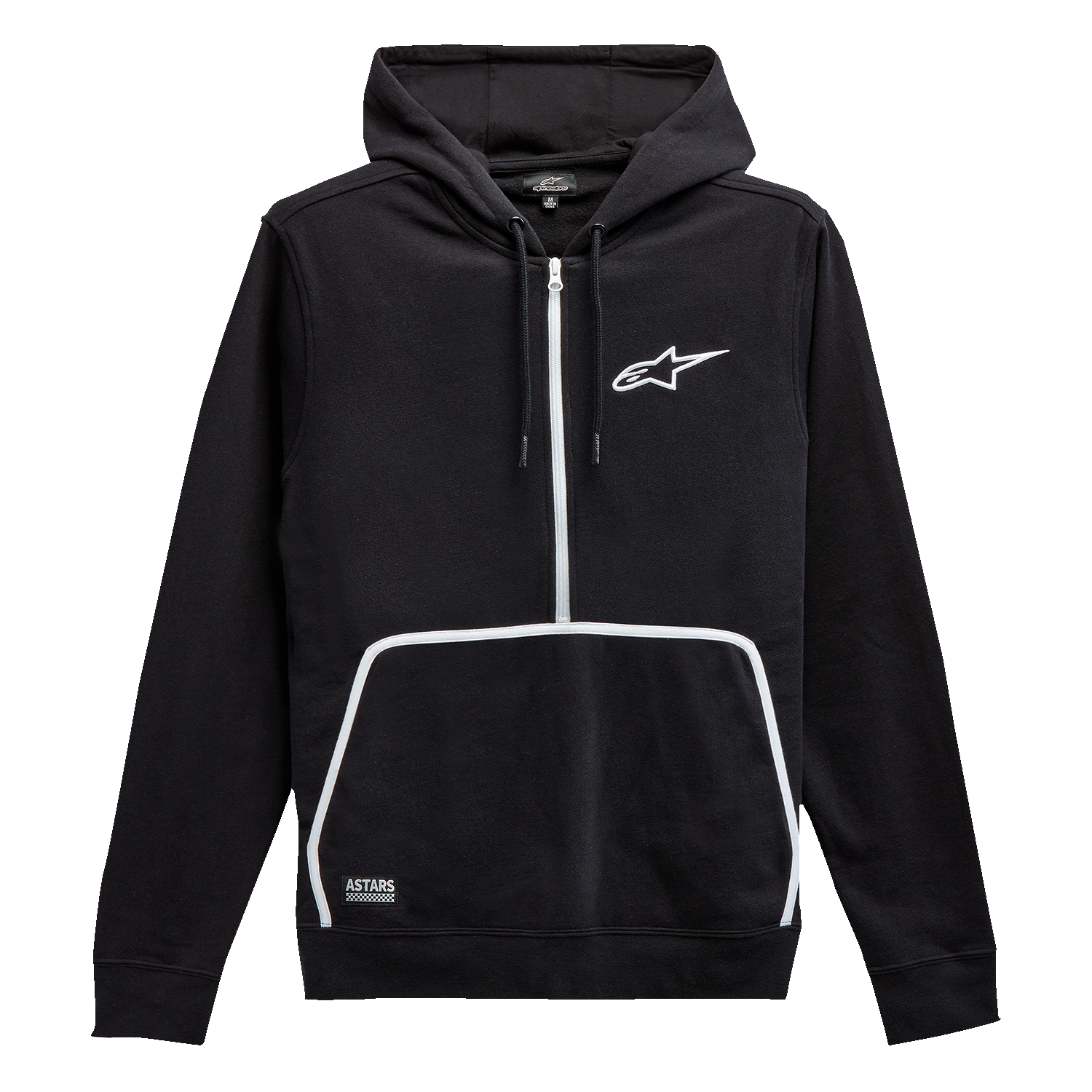 Alpinestars Bound Hoodie Black 2XL - Comfortable Cotton-Poly Blend with Embroidered Logo and Exposed Zipper