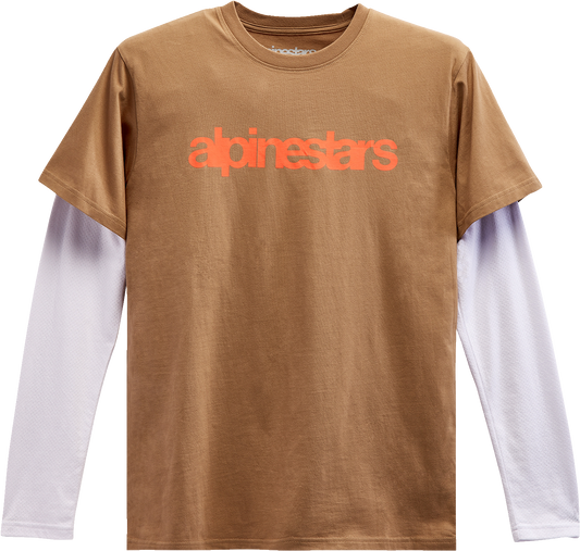 Alpinestars Stack Long-Sleeve Knit T-Shirt - Sand/Warm Red, Size Medium