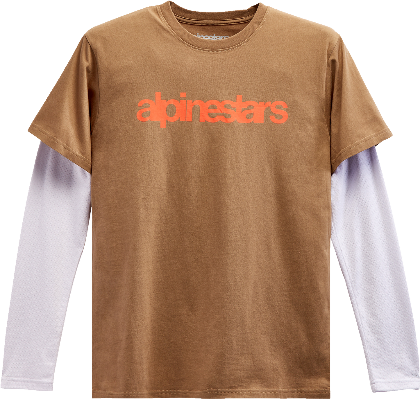 Alpinestars Stack Long-Sleeve Knit T-Shirt - Sand/Warm Red XL, Part Number 1213713002331XL