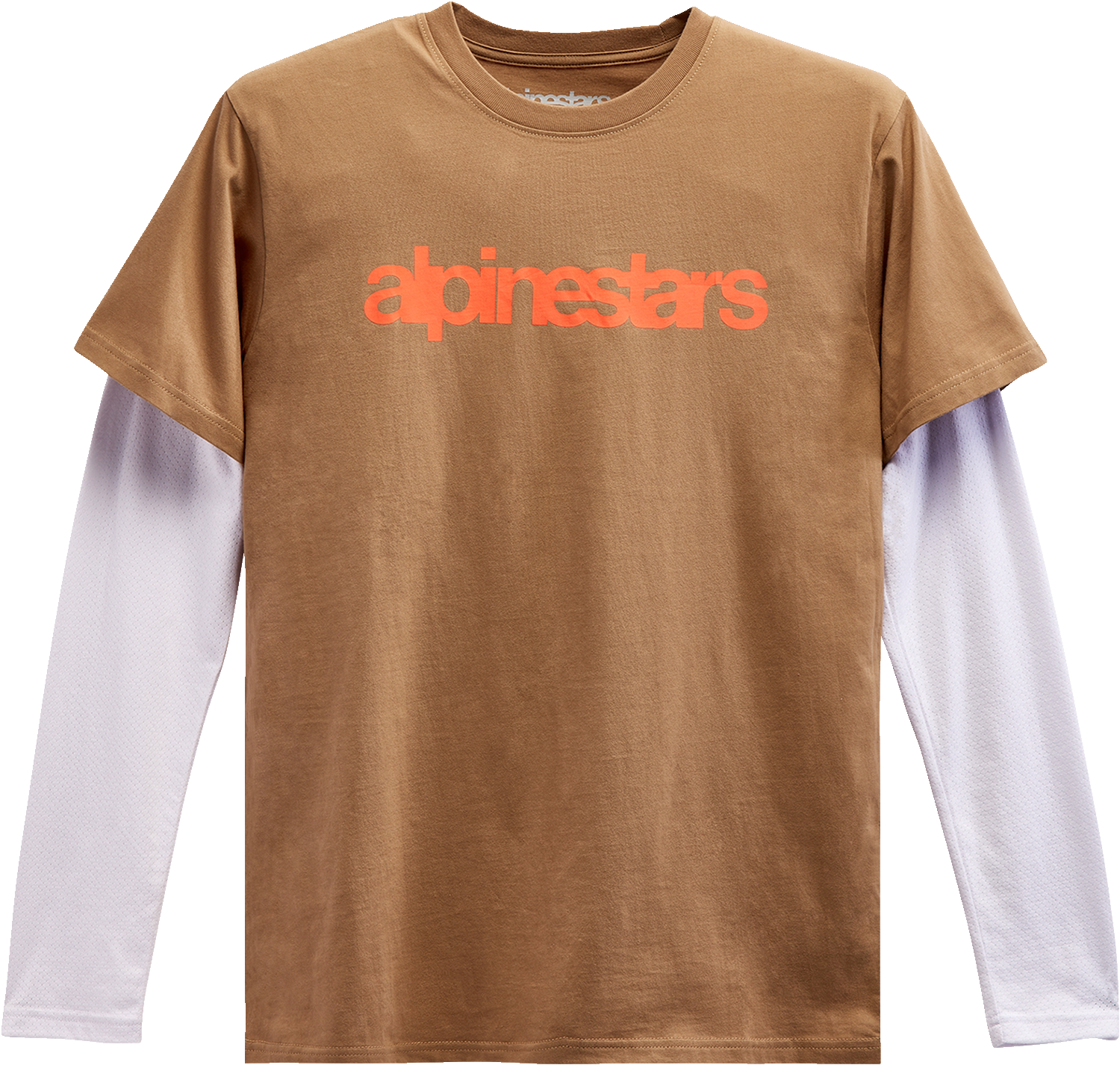 Alpinestars Stack Long-Sleeve Knit T-Shirt - Sand/Warm Red XL, Part Number 1213713002331XL