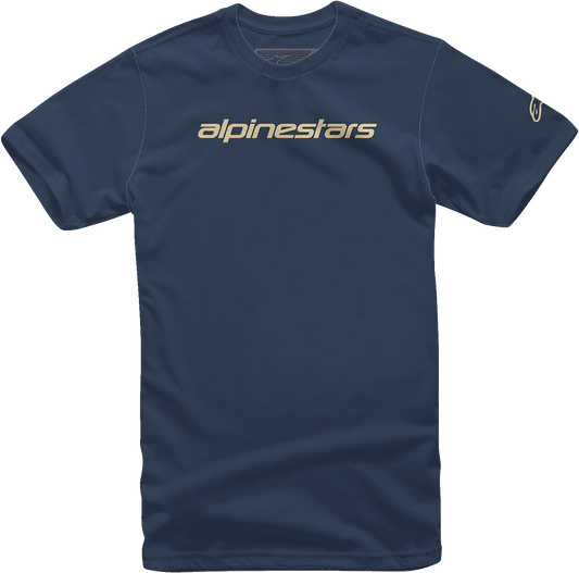 Alpinestars Linear Wordmark T-Shirt - Navy/Stone - 2XL, Part No. 12127202071282X