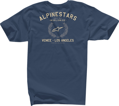 Alpinestars Wreath T-Shirt - Navy Large, 100% Combed Cotton, Victory Wreath Graphics