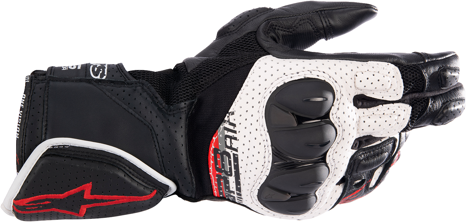 Alpinestars SP-8 Air V3 Gloves - Medium Black, White & Bright Red | Part Number 3558621-1304-M