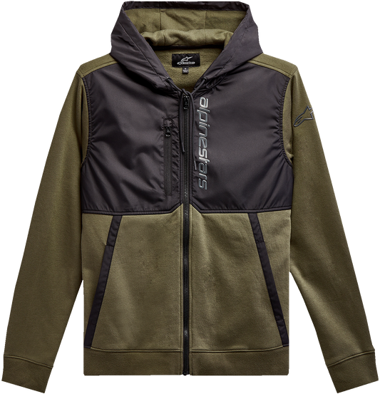 Alpinestars Aligned Zip Hoodie - Military/Black, Size XL (Part Number 1213510006910XL)