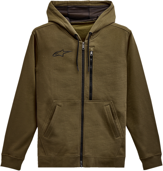 Alpinestars Asymmetrical Zip-up Hoodie - Military Large (Part No. 121351030690L)