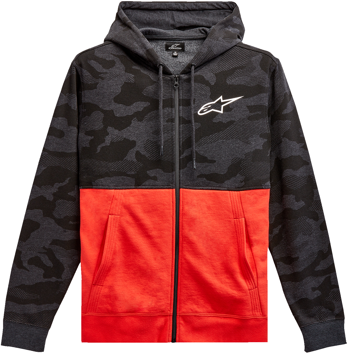Alpinestars Camo Block Hoodie in Charcoal Heather and Warm Red – Extra Large, Part Number 1213510501816XL
