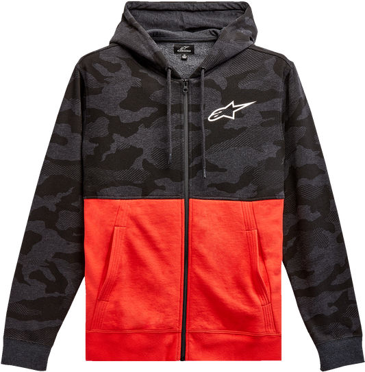 Alpinestars Camo Block Hoodie - Charcoal Heather & Warm Red, Large (Part #1213510501816L)