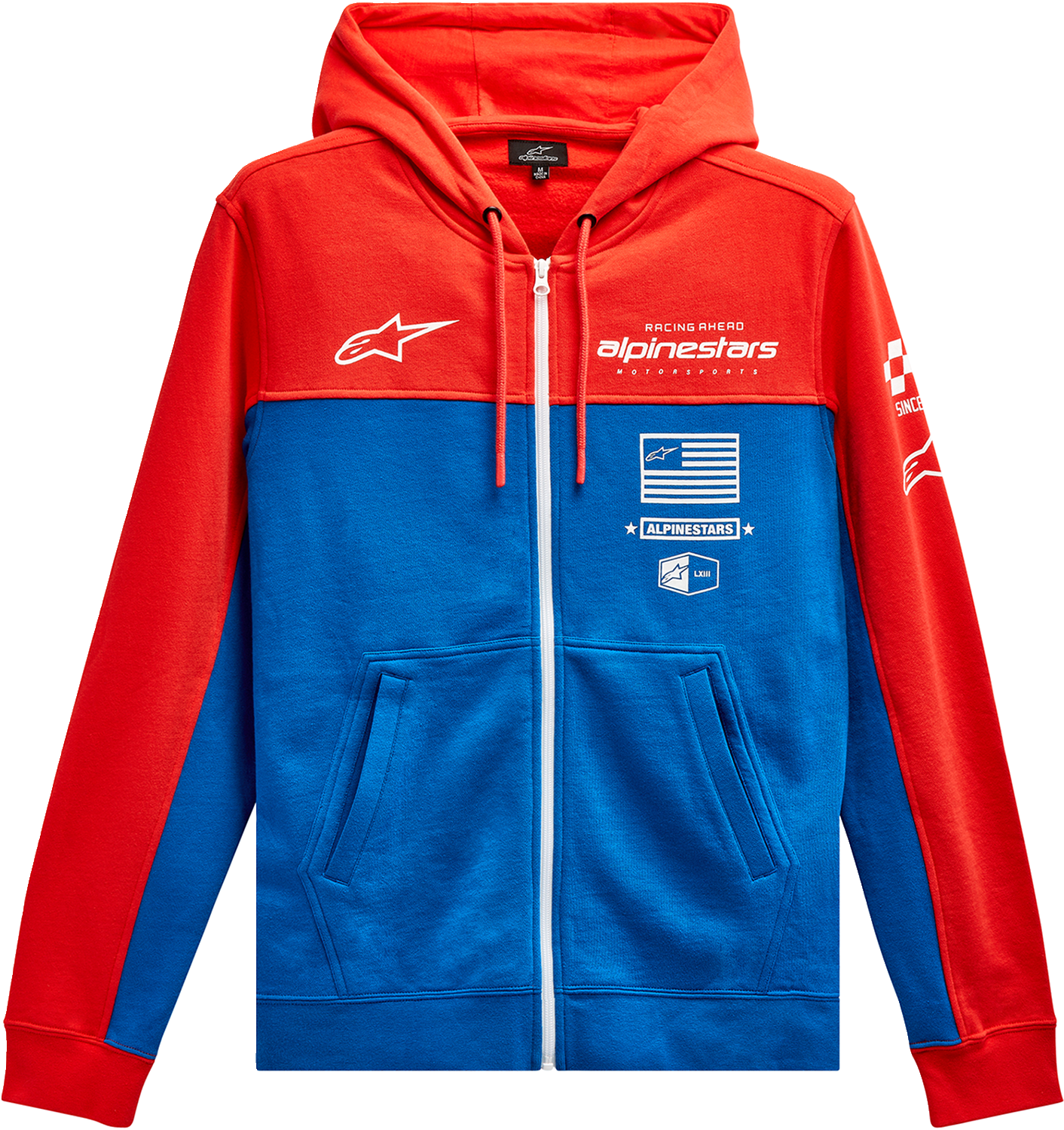 Alpinestars H Block Hoodie - Warm Red and Bright Blue, Large - Part 1213510703171L