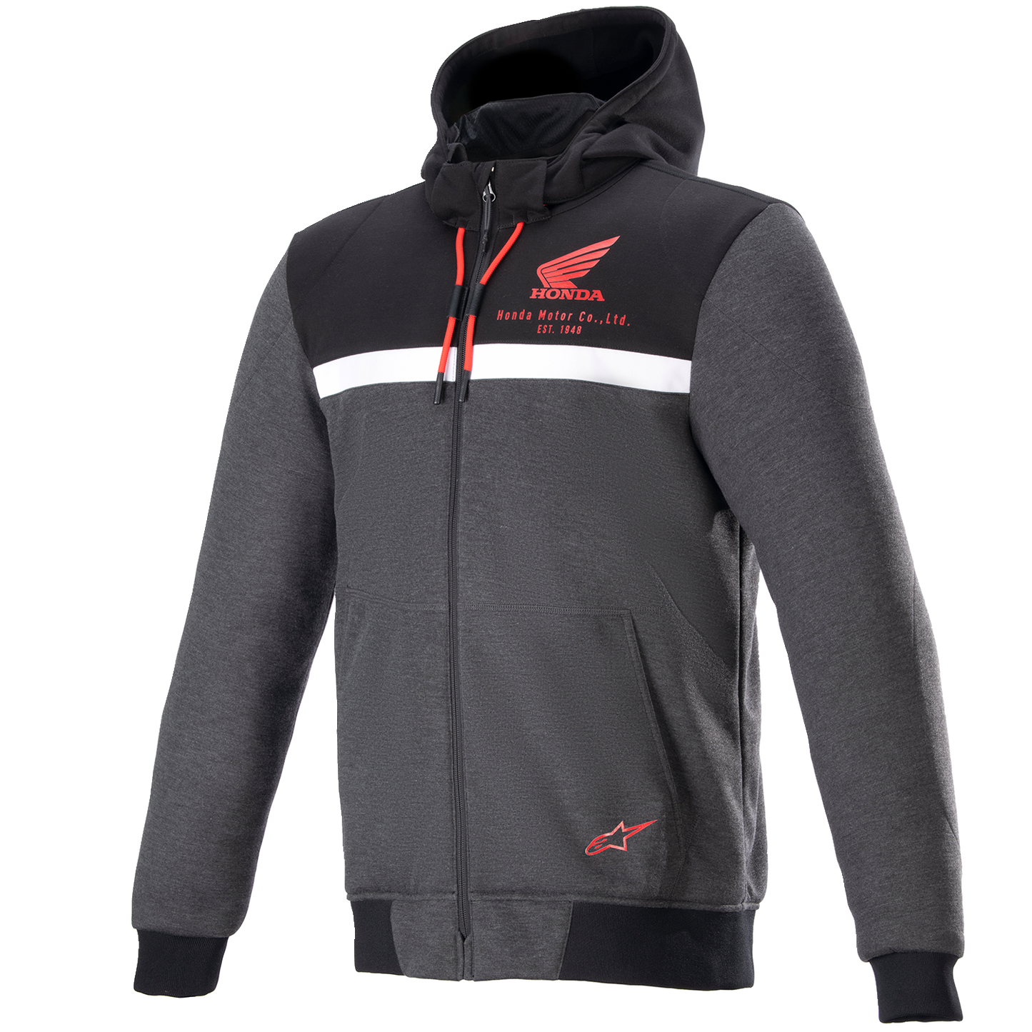 Alpinestars Honda Chrome Street Hoodie - Black/Gray/Red, Small (Part #4201323-1908-S)