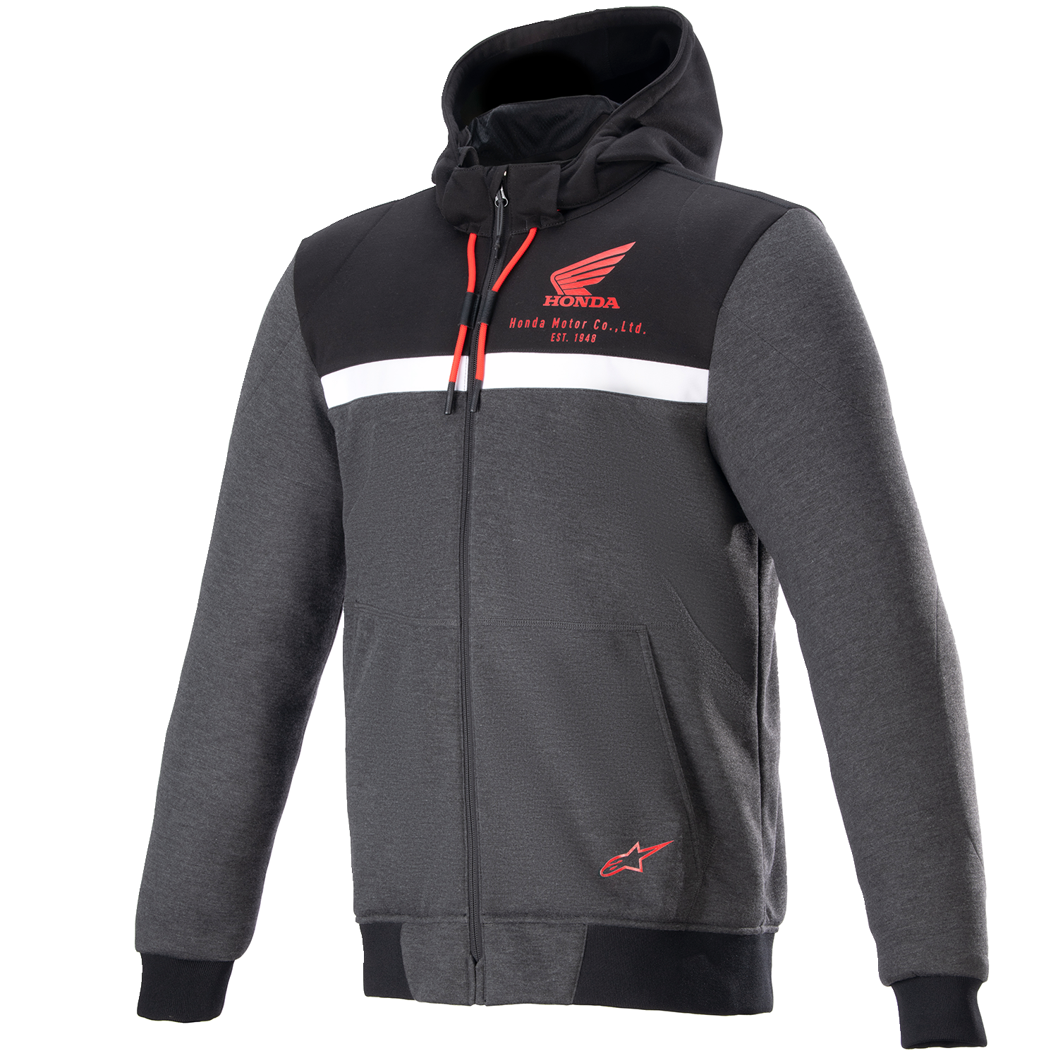 Alpinestars Honda Chrome Street Hoodie - Black/Gray/Red, Small (Part #4201323-1908-S)