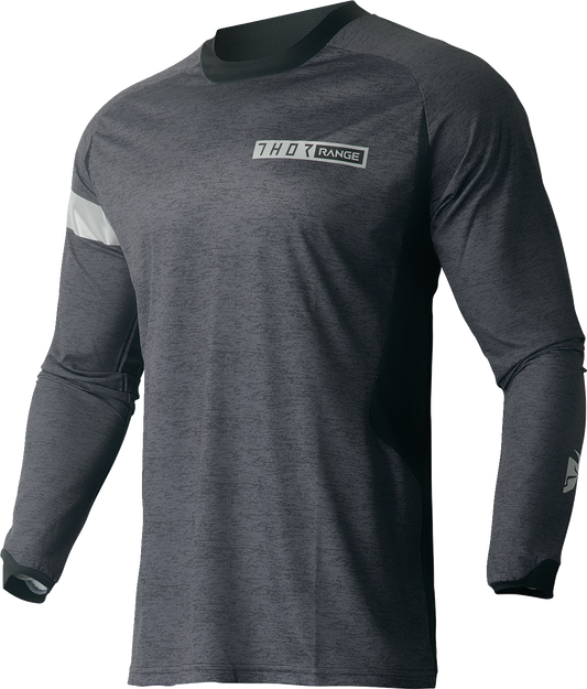 THOR Range Jersey Black/Heather Gray 3XL - Performance Cycling Jersey with Moisture-Wicking and Reflective Graphics