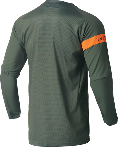 THOR Range Jersey - Army Green/Orange, Small | Performance Cycling Jersey with Breathable and Moisture-Wicking Features