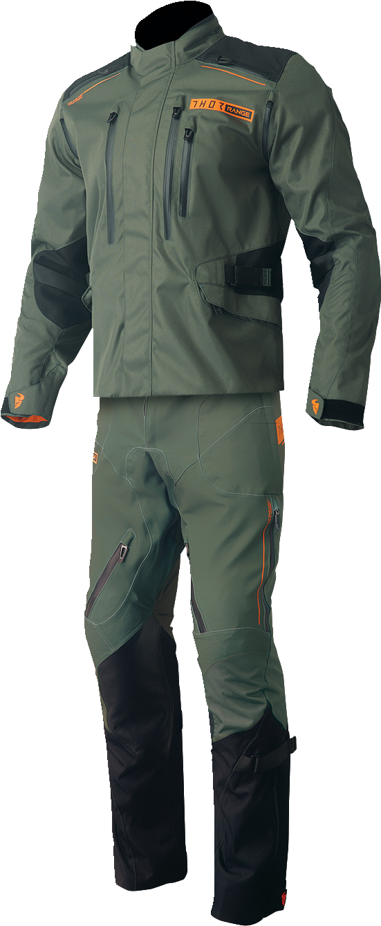 THOR Range Jersey - Army Green/Orange, Small | Performance Cycling Jersey with Breathable and Moisture-Wicking Features