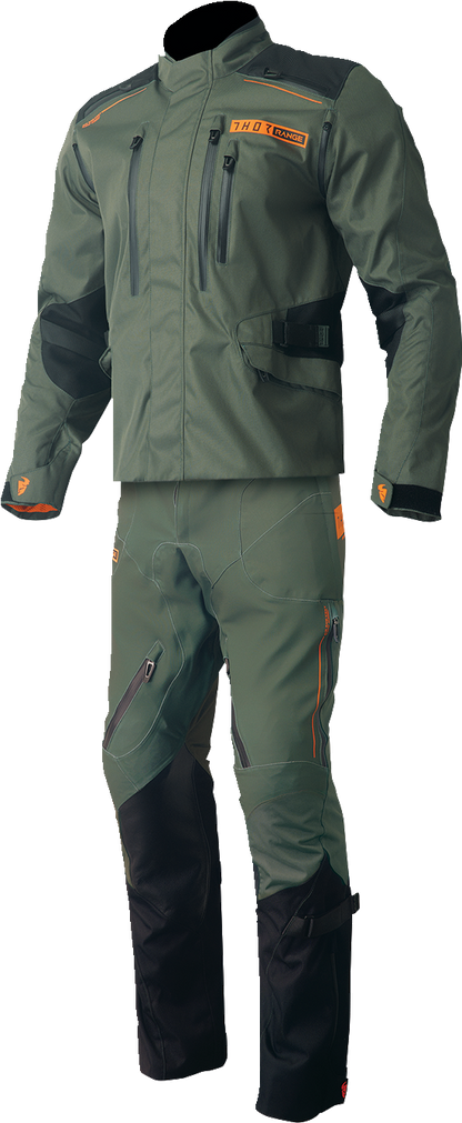 THOR Range Jersey - Army Green/Orange, Small | Performance Cycling Jersey with Breathable and Moisture-Wicking Features