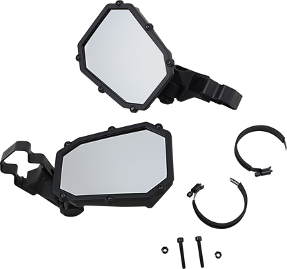 Moose Offroad Elite Pro Side View Mirror - Octagon Black with Custom Clamp System - Part MEMIRKIT-ES2CCS