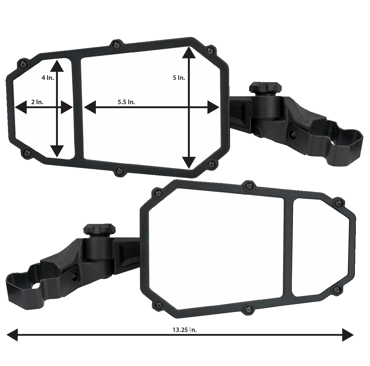 Moose Offroad Elite Pro Side View Mirror - Octagon Black with Custom Clamp System - Part MEMIRKIT-ES2CCS