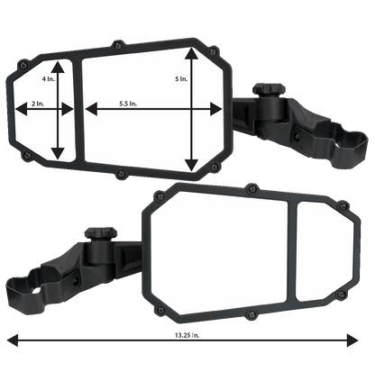 Moose Offroad Elite Pro Side View Mirror - Octagon Black with Custom Clamp System - Part MEMIRKIT-ES2CCS