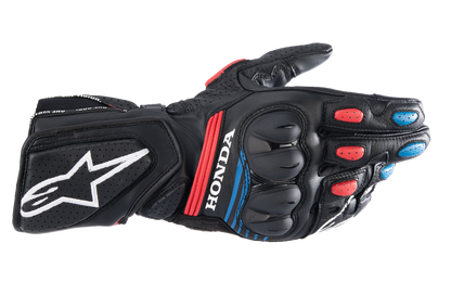 Alpinestars Honda SP-8 V3 Gloves - Large Black, Bright Red & Blue - Part 3558423-1317-L