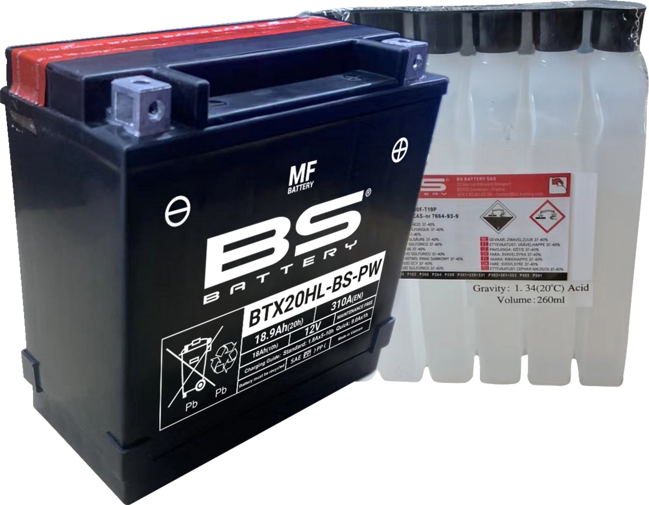 BS BATTERY BTX20HL-BS-PW (YTX) Maintenance-Free Marine Battery - Part No. 300821