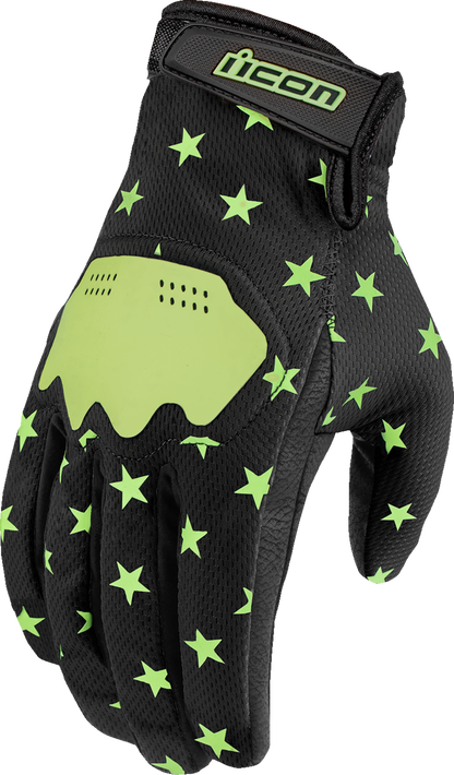 ICON Hooligan Old Glory Gloves 2XL with Glow-in-the-Dark Graphics - Part Number 3301-4696