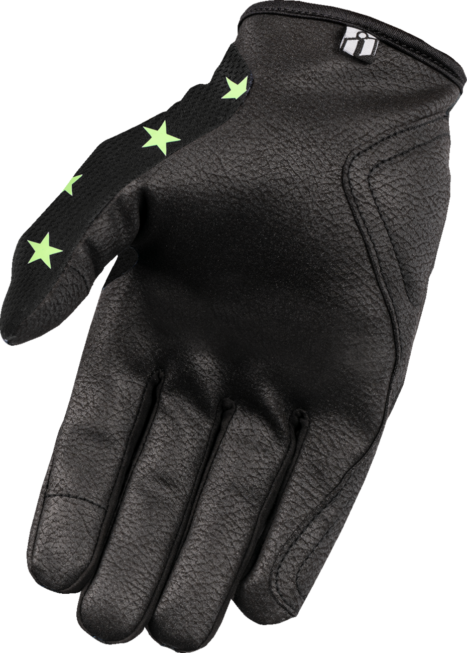 ICON Hooligan™ Old Glory Gloves 3301-4697 with Glow-in-the-Dark Graphics, 3XL