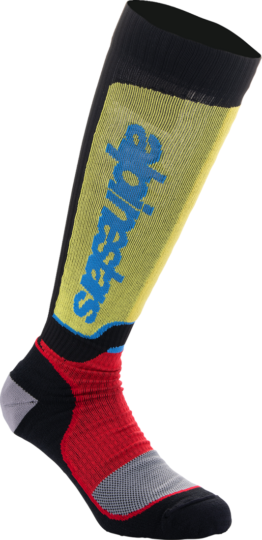 Alpinestars MX Plus Socks - Medium - Black, Red, Yellow, Blue | Part Number 4702324-1212-M