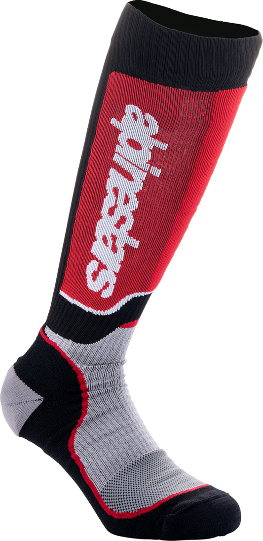 Alpinestars Youth MX Plus Socks - Black/Red/Gray, Medium/Large Part 4742324-1215-ML