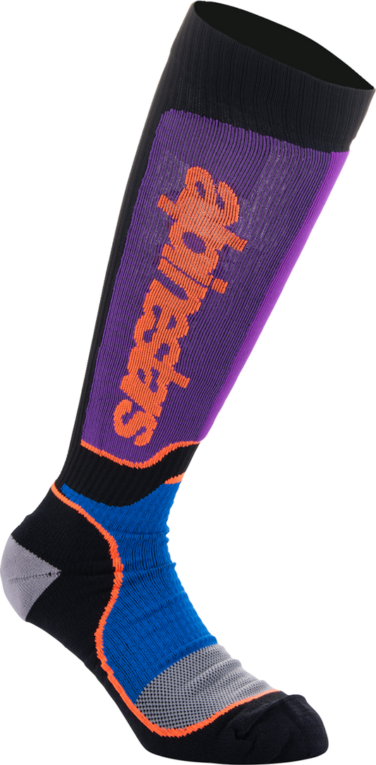 Alpinestars MX Plus Socks - Medium, Black/Purple/Blue/Orange - Part Number 4702324-1246-M