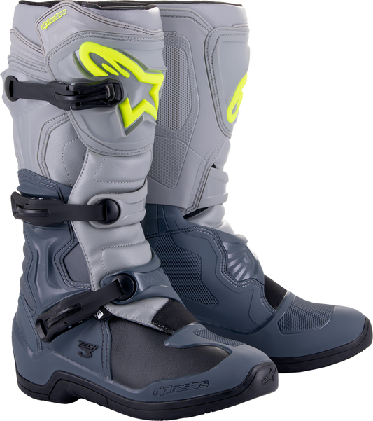 Alpinestars Tech 3 Boots Gray/Black US 9 / EU 43 - Durable Off-Road Motorcycle Boot