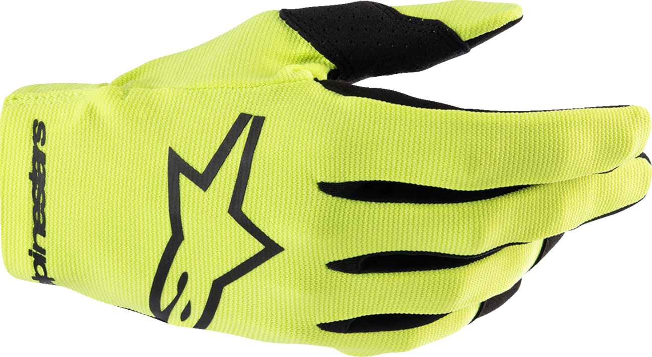 Alpinestars Youth Radar Gloves - Fluo Yellow/Black, Large (Part #3541824-551-L)