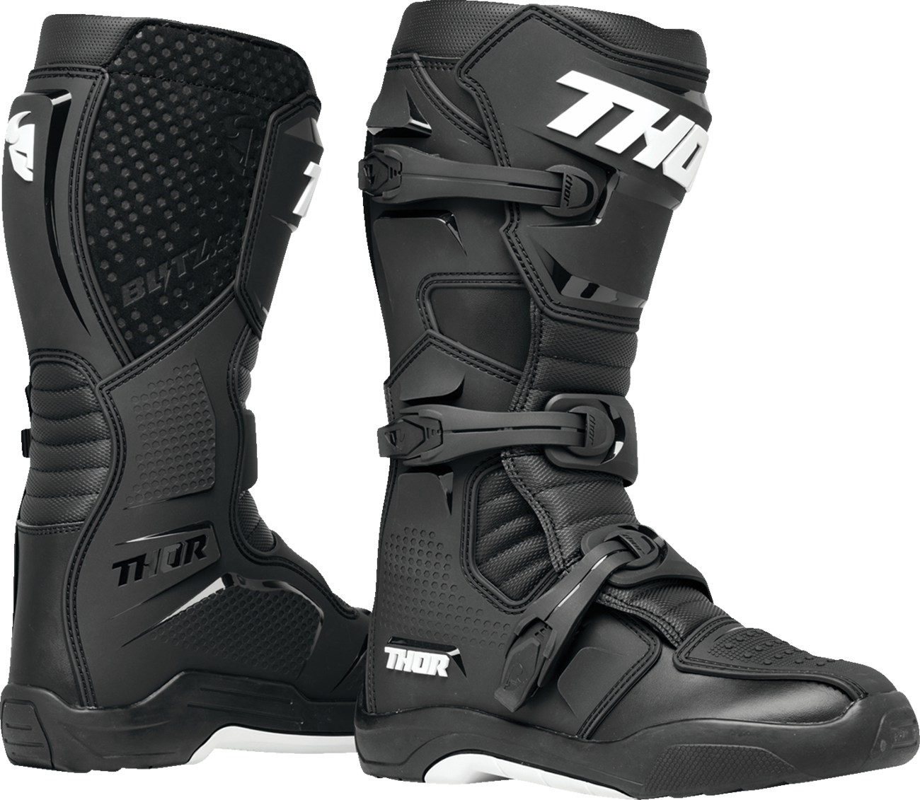 THOR Blitz XR Boots - Black/White US 14 - Durable Motorcycle Riding Gear, Part 3410-3080