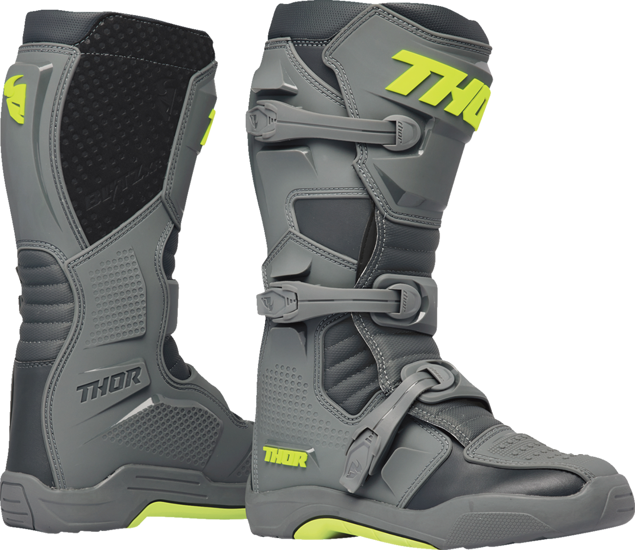 THOR Blitz XR Motorcycle Boots Gray/Charcoal US 15 with Injection Molded Outsole and Adjustable Straps