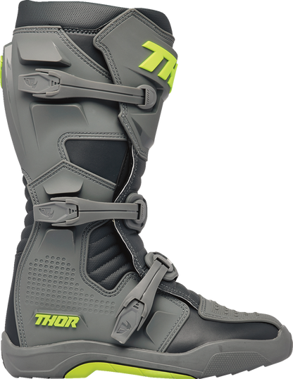 THOR Blitz XR Motorcycle Boots Gray/Charcoal US 15 with Injection Molded Outsole and Adjustable Straps