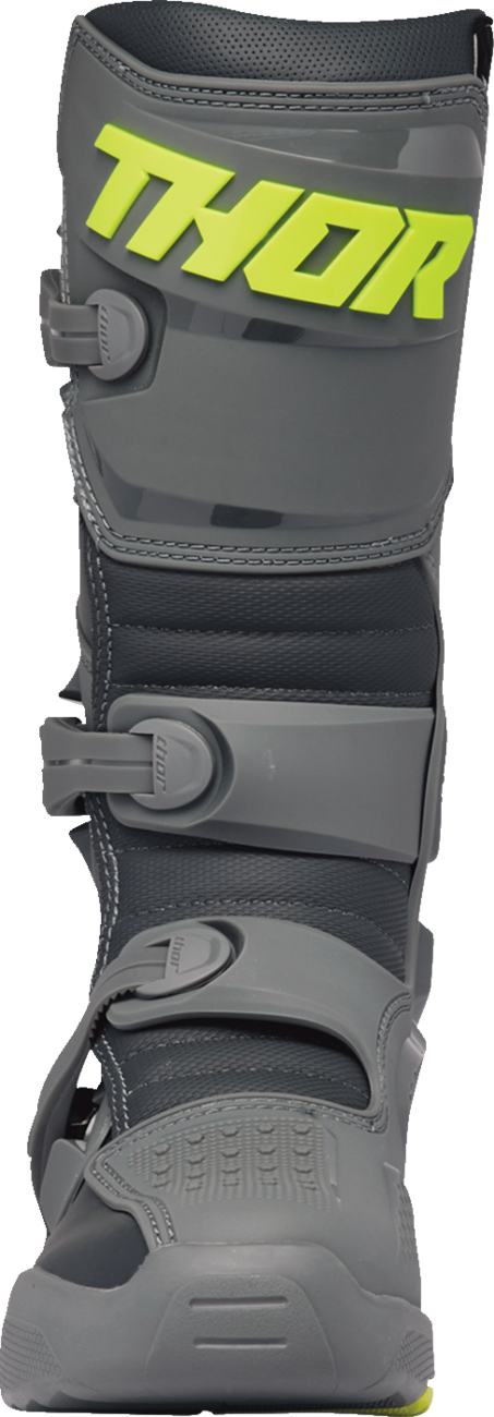 THOR Blitz XR Motorcycle Boots Gray/Charcoal US 15 with Injection Molded Outsole and Adjustable Straps