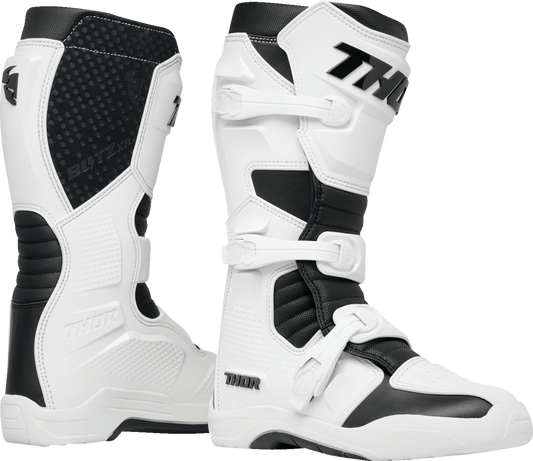 THOR Blitz XR Motorcycle Boots – White/Black, US 9 (Part No. 3410-3102)