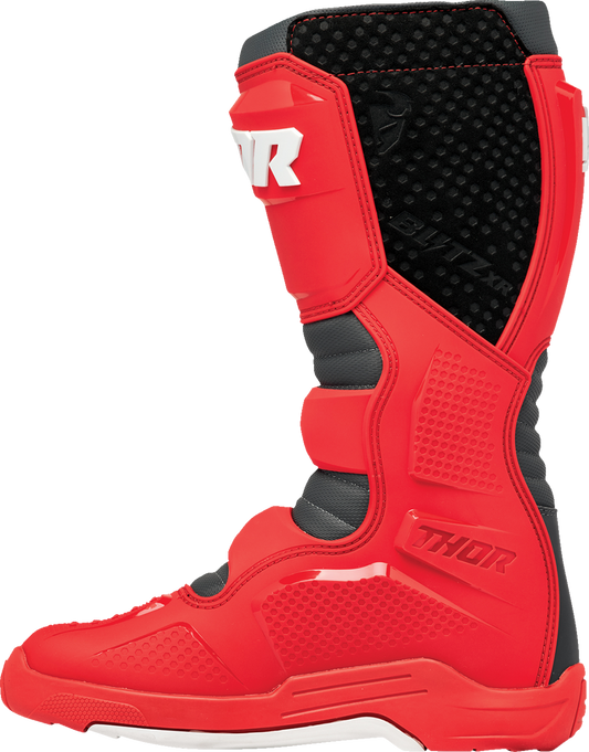 THOR Blitz XR Motorcycle Boots - Red and Charcoal, US Size 11, Part Number 3410-3113
