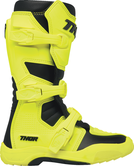 THOR Youth Blitz XR Boots - Acid/Black, US 7 - Durable Motorcycle Riding Gear with Adjustable Straps