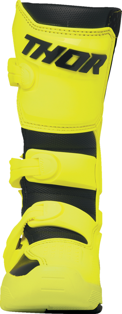 THOR Youth Blitz XR Boots - Acid/Black, US 7 - Durable Motorcycle Riding Gear with Adjustable Straps