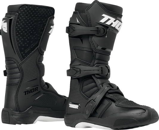 THOR Youth Blitz XR Boots - Black and White, US Size 5 – Durable Motorcycle Riding Gear with Adjustable Fit and Enhanced Protection