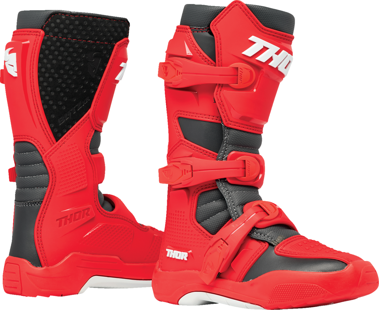 THOR Youth Blitz XR Boots - Red/Charcoal, Part #3411-0753