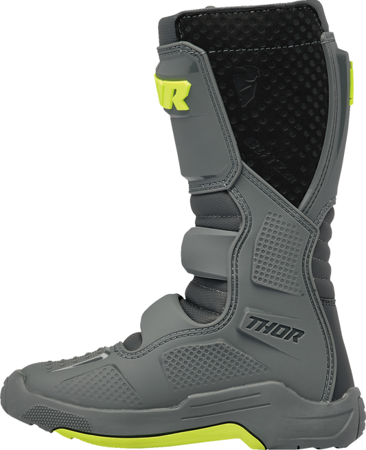 THOR Youth Blitz XR Boots Gray/Charcoal US 1 - Durable Motorcycle Riding Gear with Injection Molded Components